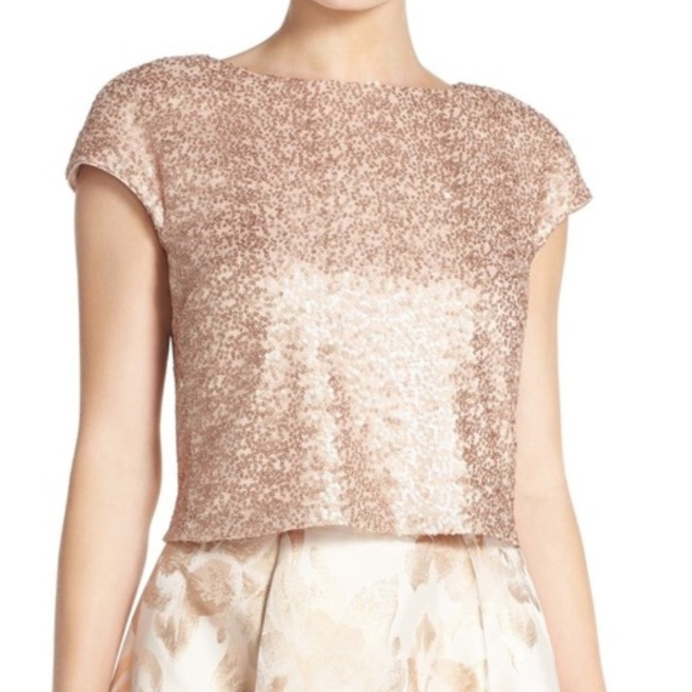Elegant Sequin Crop Top - Rose Gold